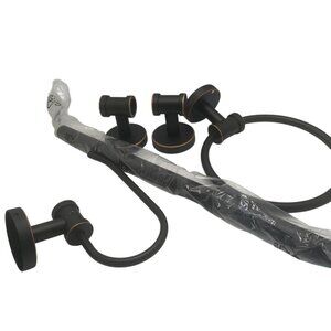 5-Piece Bathroom Hardware Set Oil-Rubbed Bronze Towel Bar Towel Ring Robe Hook